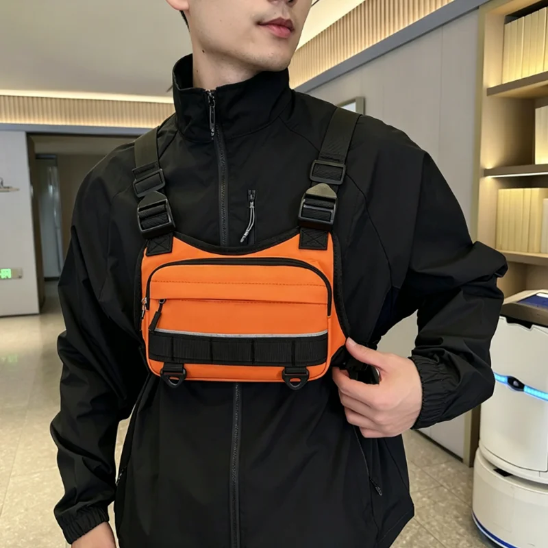 Sports Chest Bag Hip-hop Streetwear Cycling Vest Pack Multi-functional Chest Rig Bag unisex Hiking Fitness Camping Vest Backpack