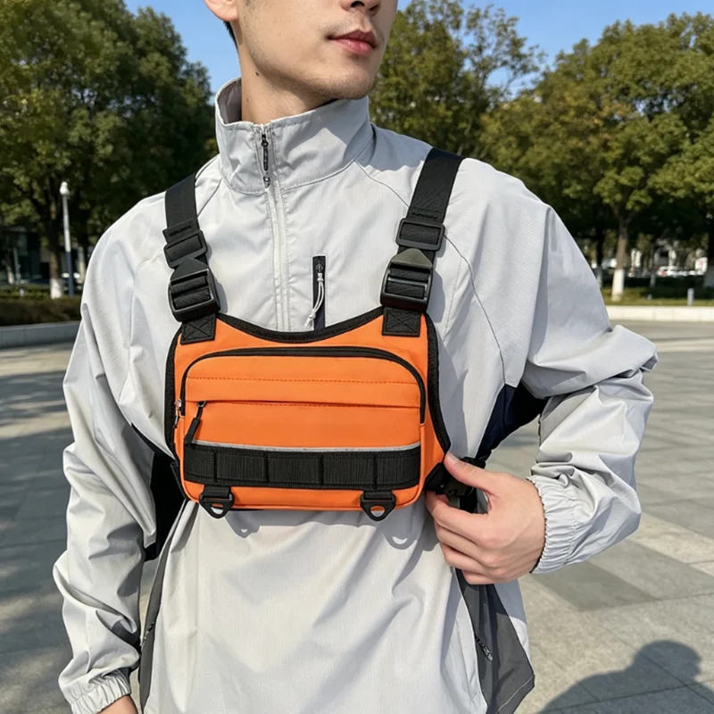 Sports Chest Bag Hip-hop Streetwear Cycling Vest Pack Multi-functional Chest Rig Bag unisex Hiking Fitness Camping Vest Backpack