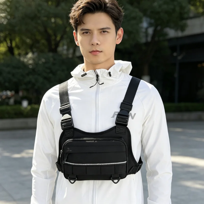 Sports Chest Bag Hip-hop Streetwear Cycling Vest Pack Multi-functional Chest Rig Bag unisex Hiking Fitness Camping Vest Backpack