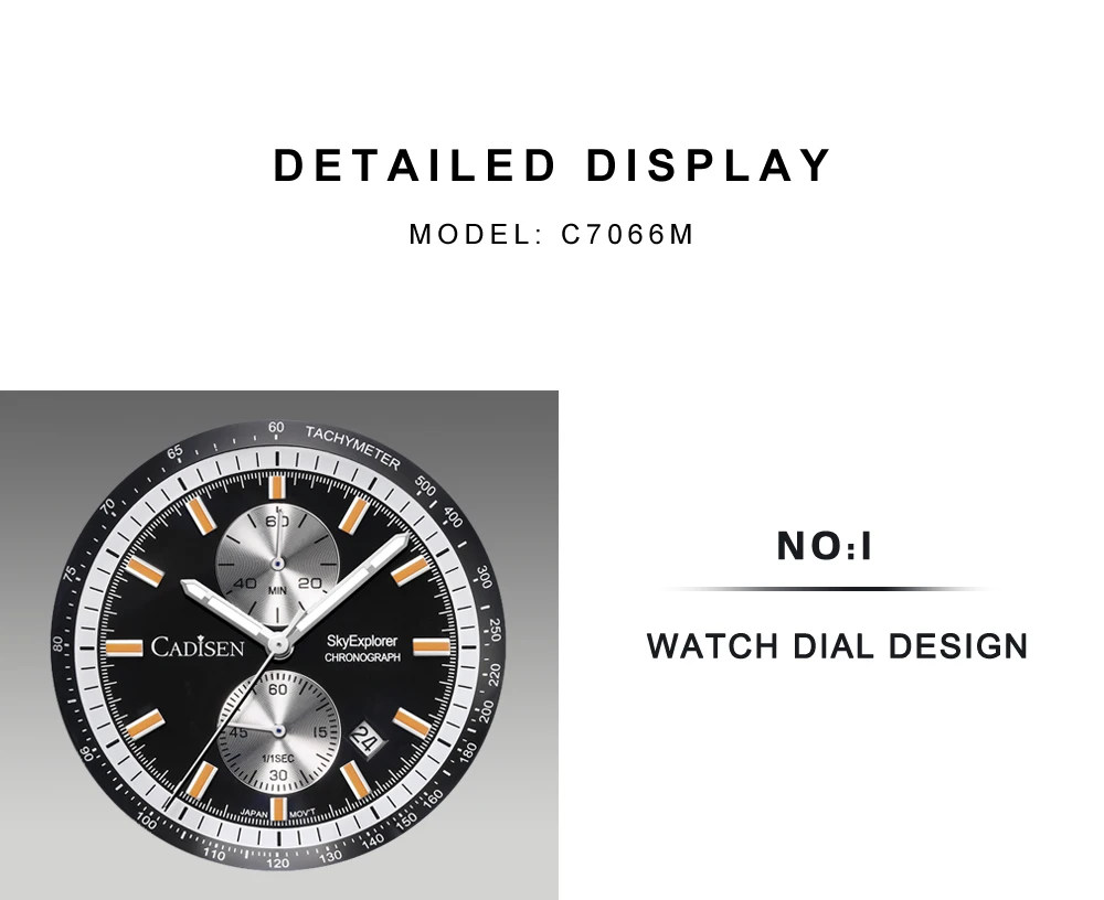 CADISEN New Mens Watches Luxury Quartz Watch For Man Chronograph Japan MIYOTA 0S11 Men Gift Luminous Waterproof Canvas Wristwatc