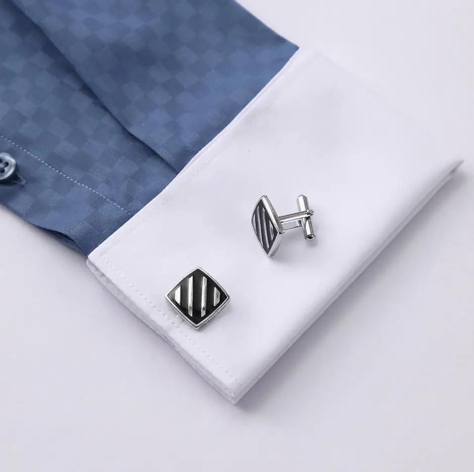 Empire Collar French Cufflinks Embroidered Men's Long-Sleeve Shirt with Big Collar Pins Man Dress Shirt for Business Formal Wear