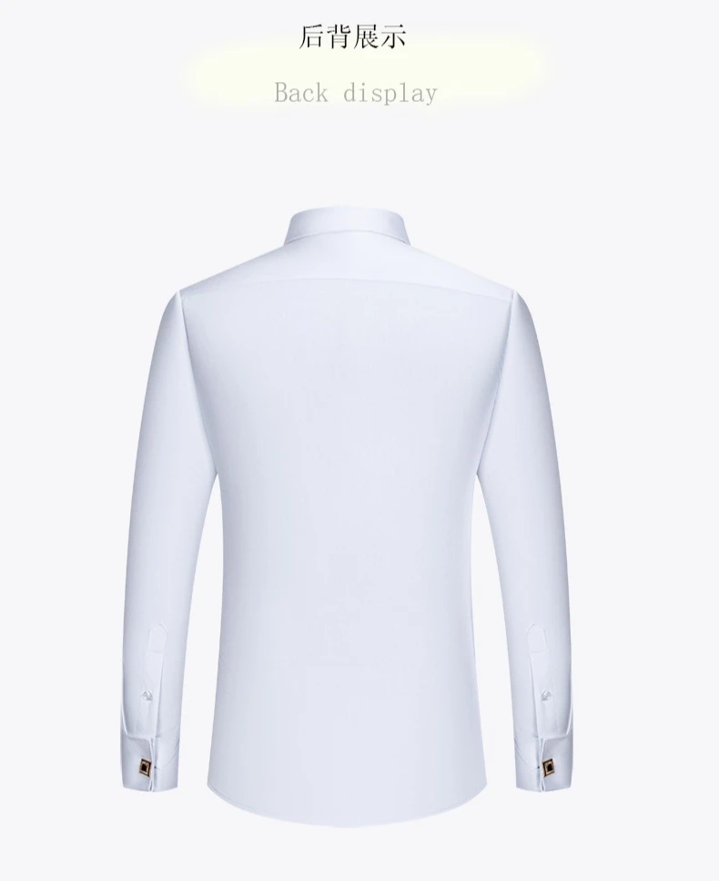 Empire Collar French Cufflinks Embroidered Men's Long-Sleeve Shirt with Big Collar Pins Man Dress Shirt for Business Formal Wear