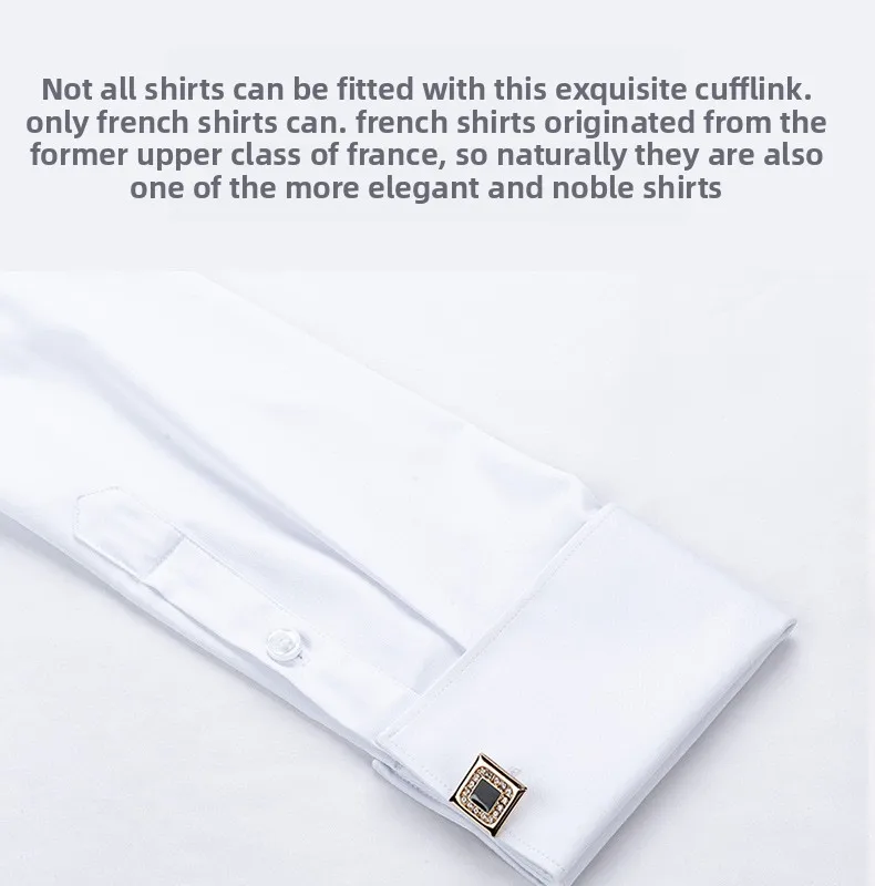 Empire Collar French Cufflinks Embroidered Men's Long-Sleeve Shirt with Big Collar Pins Man Dress Shirt for Business Formal Wear