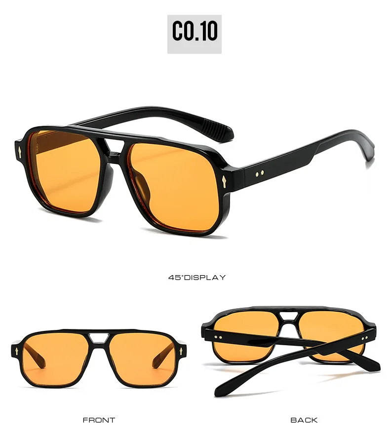 15 Colors Square Sunglasses for Men Women Double Bridge UV400 Protection Black Yellow Brown Leopard Outdoor Sun Glasses Unisex