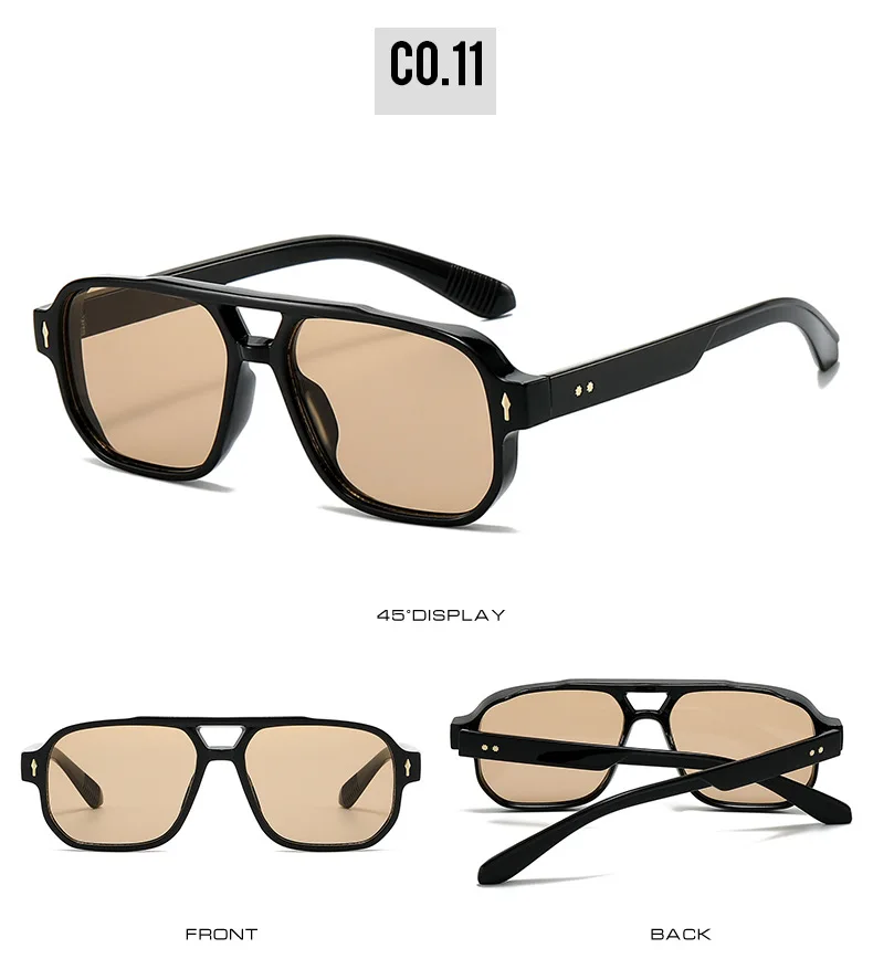15 Colors Square Sunglasses for Men Women Double Bridge UV400 Protection Black Yellow Brown Leopard Outdoor Sun Glasses Unisex