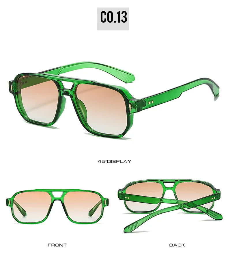 15 Colors Square Sunglasses for Men Women Double Bridge UV400 Protection Black Yellow Brown Leopard Outdoor Sun Glasses Unisex