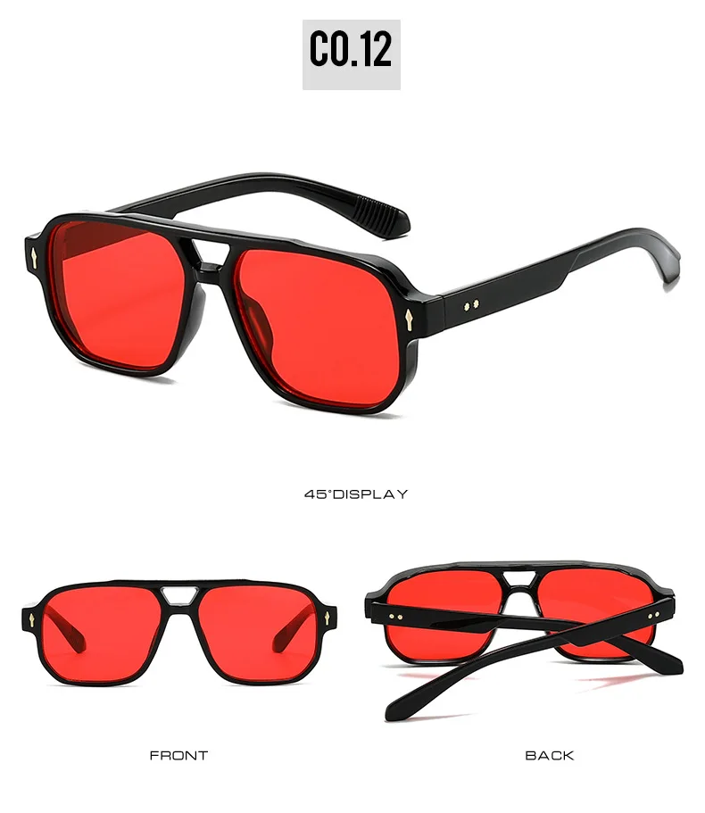 15 Colors Square Sunglasses for Men Women Double Bridge UV400 Protection Black Yellow Brown Leopard Outdoor Sun Glasses Unisex