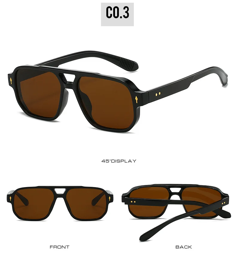 15 Colors Square Sunglasses for Men Women Double Bridge UV400 Protection Black Yellow Brown Leopard Outdoor Sun Glasses Unisex