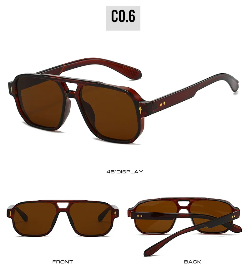 15 Colors Square Sunglasses for Men Women Double Bridge UV400 Protection Black Yellow Brown Leopard Outdoor Sun Glasses Unisex