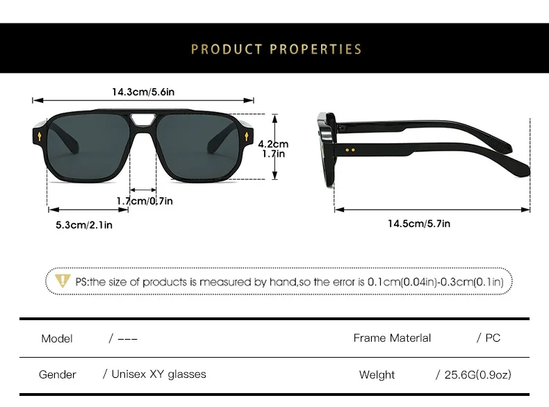 15 Colors Square Sunglasses for Men Women Double Bridge UV400 Protection Black Yellow Brown Leopard Outdoor Sun Glasses Unisex