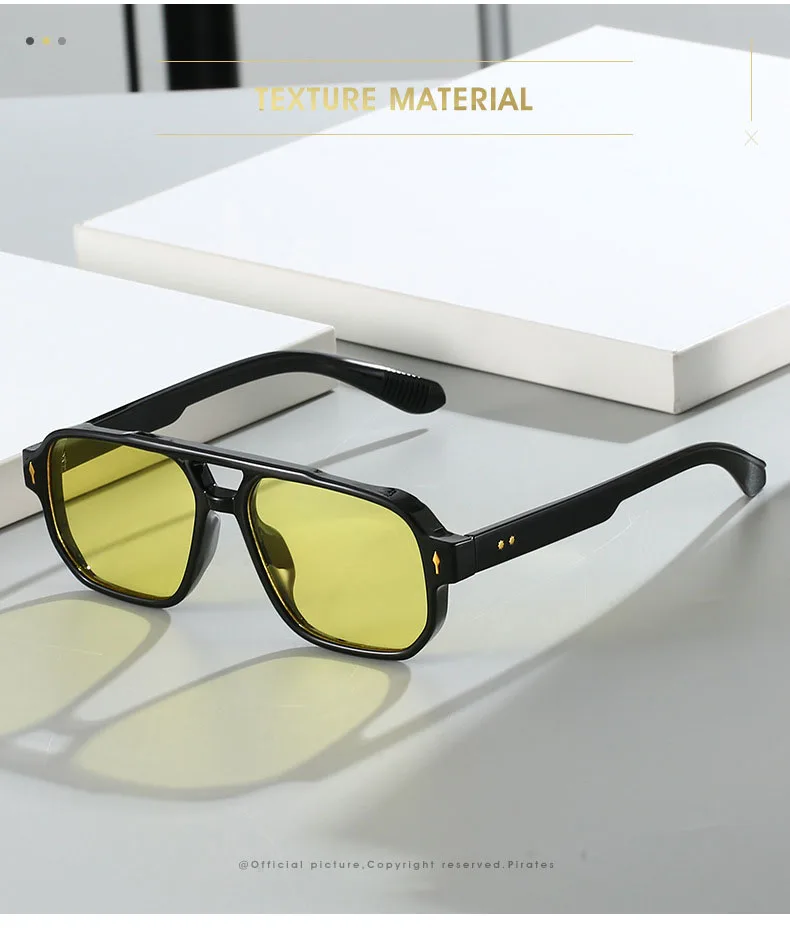 15 Colors Square Sunglasses for Men Women Double Bridge UV400 Protection Black Yellow Brown Leopard Outdoor Sun Glasses Unisex