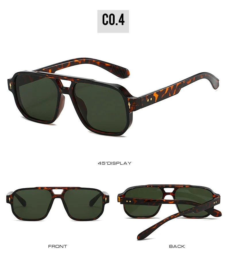 15 Colors Square Sunglasses for Men Women Double Bridge UV400 Protection Black Yellow Brown Leopard Outdoor Sun Glasses Unisex