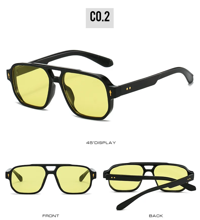 15 Colors Square Sunglasses for Men Women Double Bridge UV400 Protection Black Yellow Brown Leopard Outdoor Sun Glasses Unisex