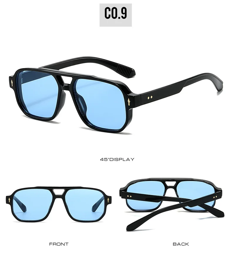 15 Colors Square Sunglasses for Men Women Double Bridge UV400 Protection Black Yellow Brown Leopard Outdoor Sun Glasses Unisex