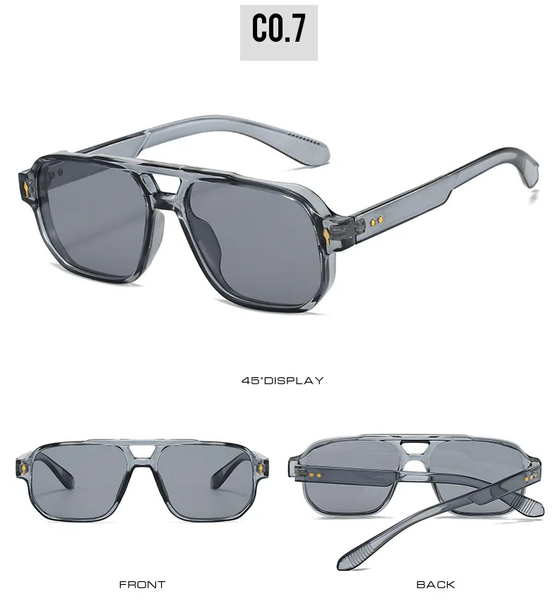 15 Colors Square Sunglasses for Men Women Double Bridge UV400 Protection Black Yellow Brown Leopard Outdoor Sun Glasses Unisex