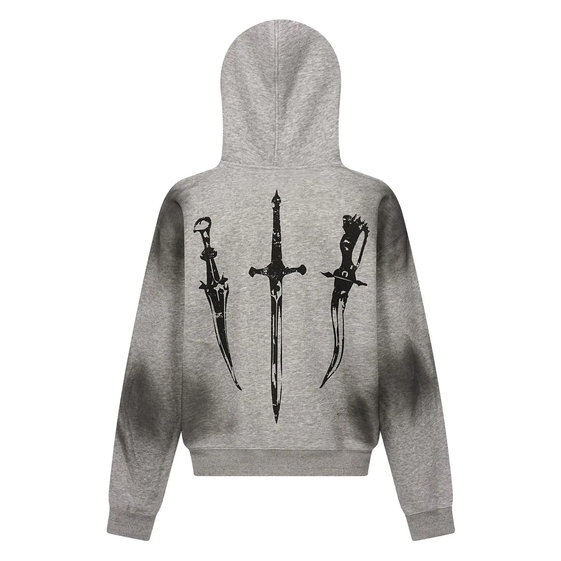 Personalized spray printed pattern hooded loose casual versatile couple style hoodie with frayed edges hat