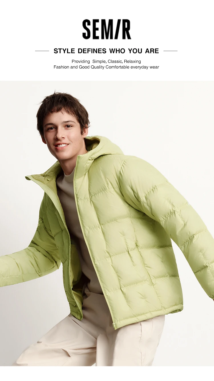 Semir Down Jacket Men Outdoor Lightweight Warm Liner Three-Resistant Outerwear Quilted Hooded 2026 New Winter Wear Men's Jacket