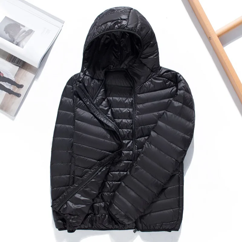 Men's Fashion Hooded Solid Lightweight Down Jacket 2021 New Arrivals Men Short Large Size Puffer Jackets Male Casual Light Coats
