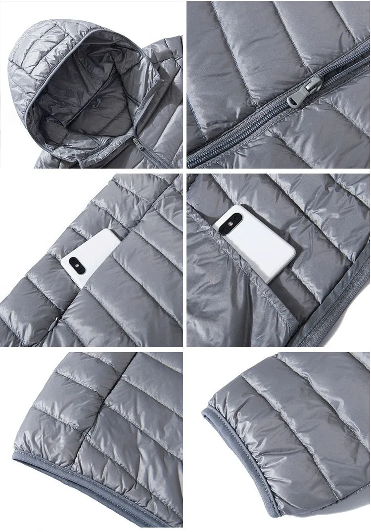 Men's Fashion Hooded Solid Lightweight Down Jacket 2021 New Arrivals Men Short Large Size Puffer Jackets Male Casual Light Coats