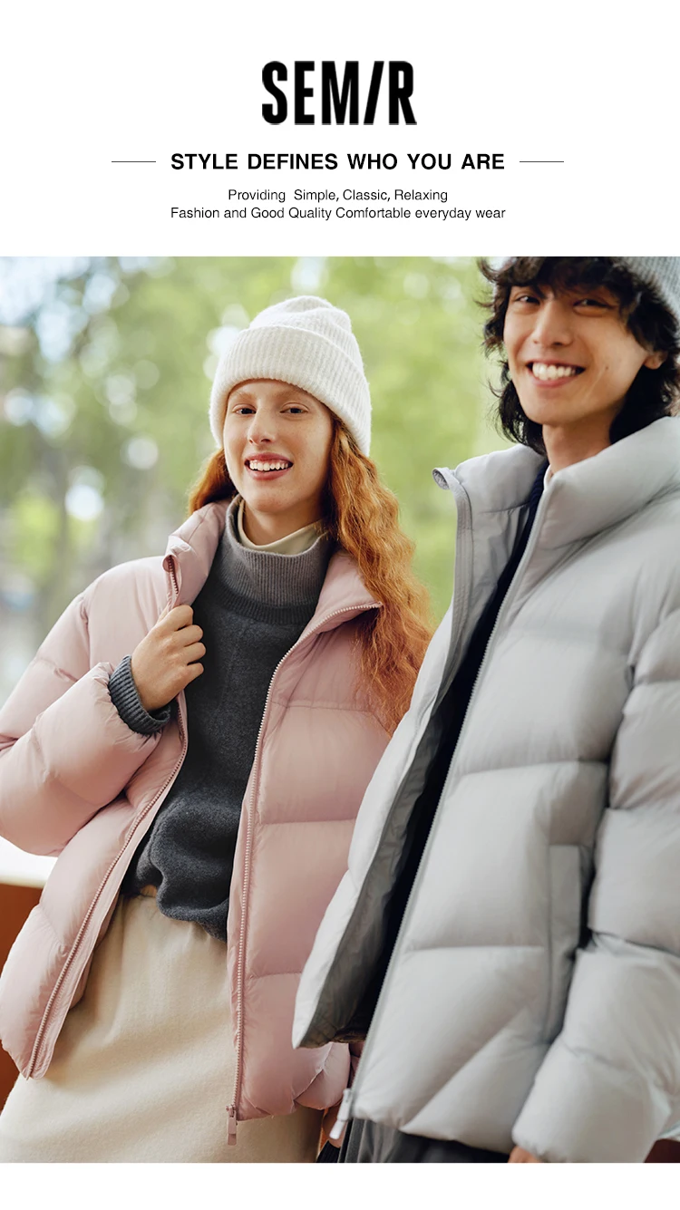 Semir Down Jacket Men Winter 90% Down Fill Heat-Generating Three-Resistant 2026 New Couple Stand Collar Puffer Men's Wear