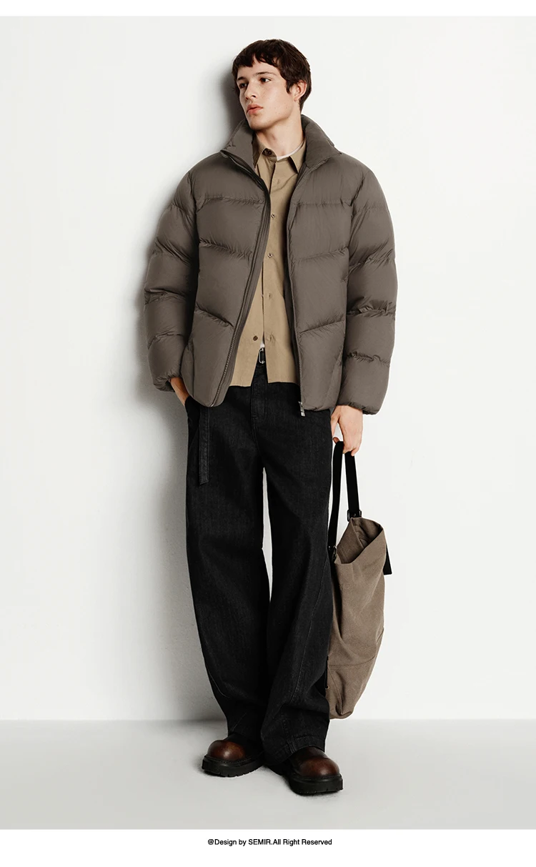 Semir Down Jacket Men Winter 90% Down Fill Heat-Generating Three-Resistant 2026 New Couple Stand Collar Puffer Men's Wear
