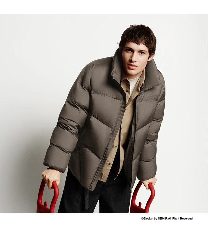 Semir Down Jacket Men Winter 90% Down Fill Heat-Generating Three-Resistant 2026 New Couple Stand Collar Puffer Men's Wear
