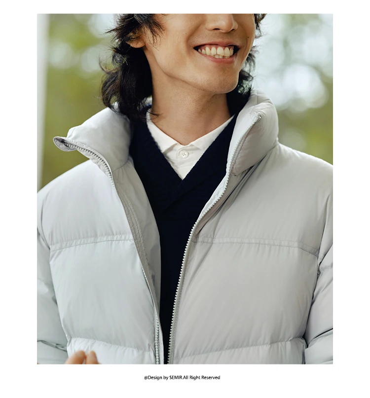 Semir Down Jacket Men Winter 90% Down Fill Heat-Generating Three-Resistant 2026 New Couple Stand Collar Puffer Men's Wear