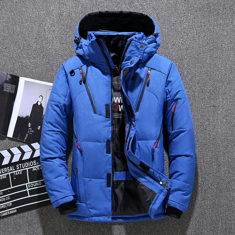Men Down High Quality Thick Warm Winter Jacket Hooded Thicken Duck Down Parka Coat Casual Slim Overcoat With Many Pockets Mens