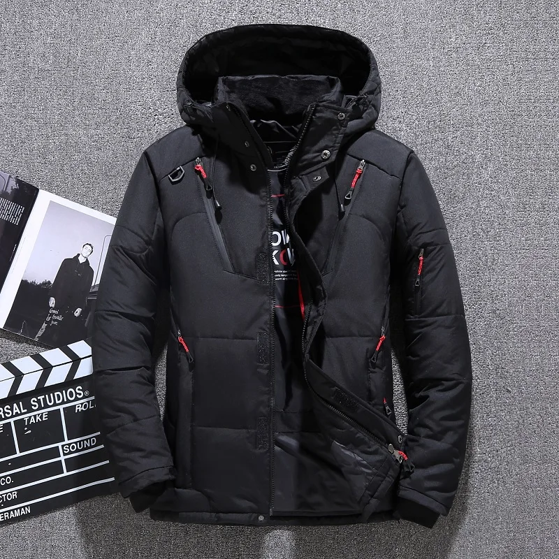 Men Down High Quality Thick Warm Winter Jacket Hooded Thicken Duck Down Parka Coat Casual Slim Overcoat With Many Pockets Mens