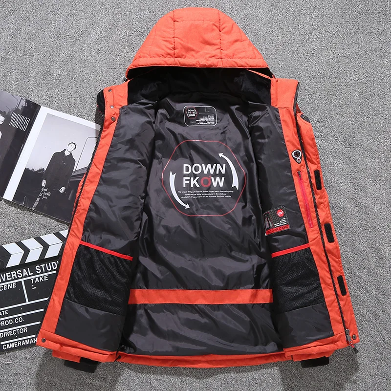 Men Down High Quality Thick Warm Winter Jacket Hooded Thicken Duck Down Parka Coat Casual Slim Overcoat With Many Pockets Mens