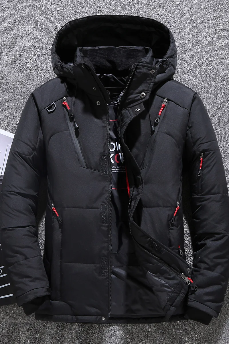 Men Down High Quality Thick Warm Winter Jacket Hooded Thicken Duck Down Parka Coat Casual Slim Overcoat With Many Pockets Mens