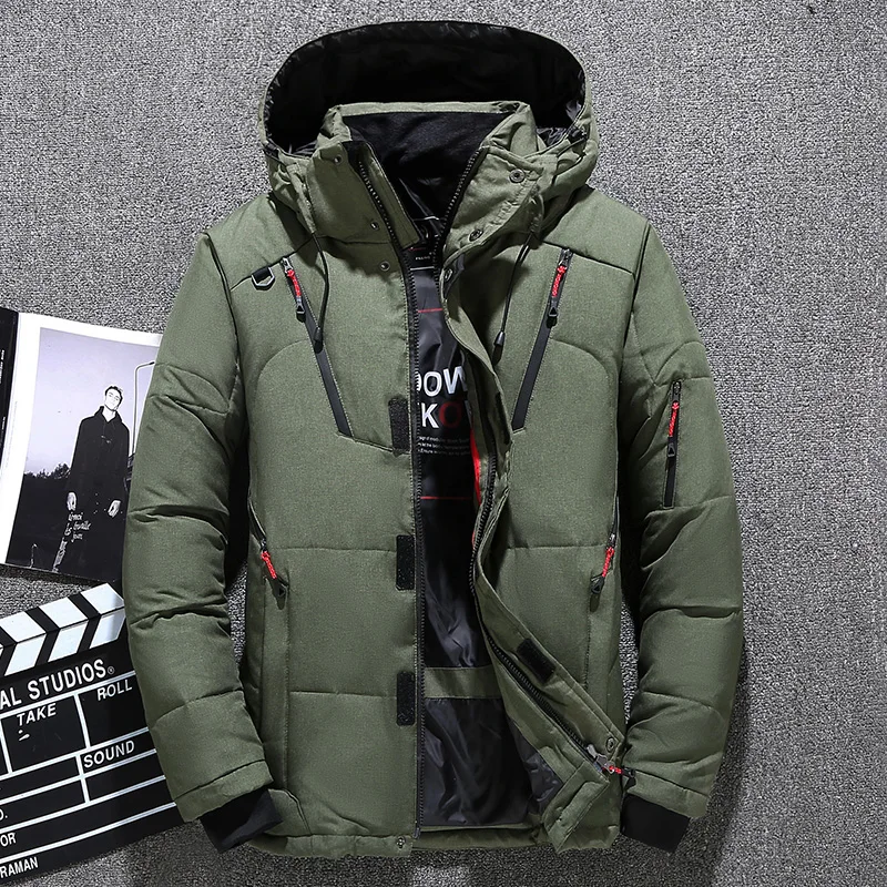 Men Down High Quality Thick Warm Winter Jacket Hooded Thicken Duck Down Parka Coat Casual Slim Overcoat With Many Pockets Mens