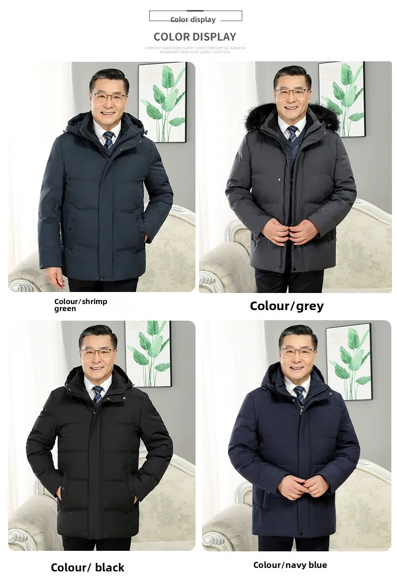 -30 Degree White Goose Down Jacket Parkas Men Windproof Fur Hooded Down Coats Fur Collar Hooded Thick Winter Jacket Padding