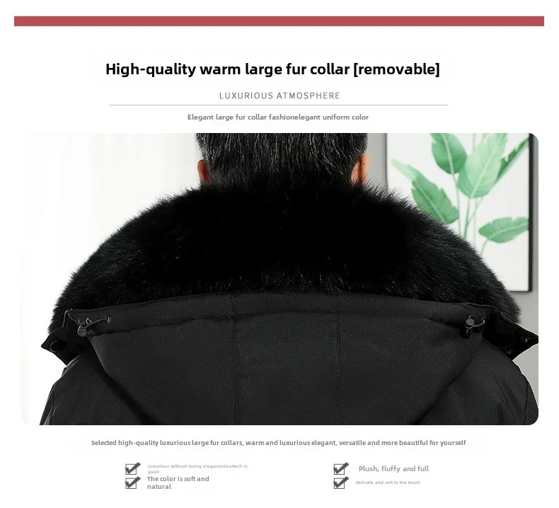 -30 Degree White Goose Down Jacket Parkas Men Windproof Fur Hooded Down Coats Fur Collar Hooded Thick Winter Jacket Padding