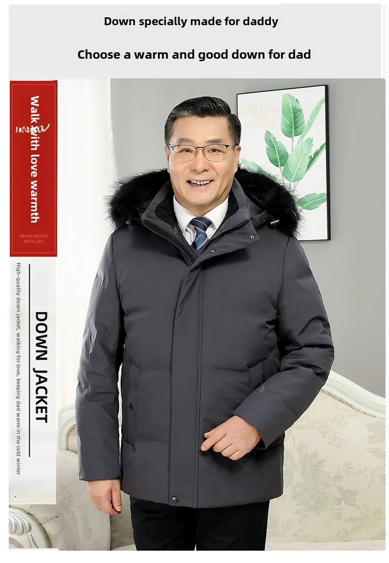 -30 Degree White Goose Down Jacket Parkas Men Windproof Fur Hooded Down Coats Fur Collar Hooded Thick Winter Jacket Padding