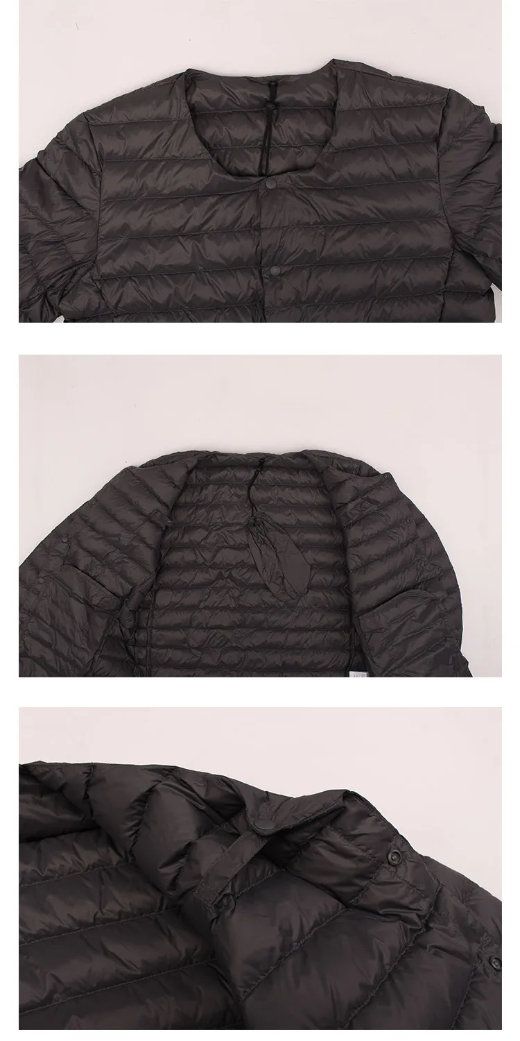 Men's Down Jacket Ultra Light 90% White Duck Down Jacket Men Warm Liner Windproof Round Neck Lightweight Button Mid-layer Jacket