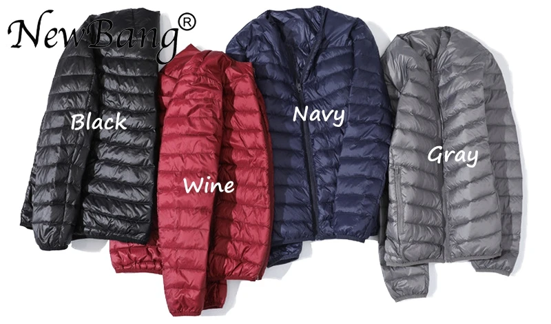 NewBang Ultra Light Down Jacket Men Zipper Single Breasted Portable O-Neck Spring Autumn Winter Without Collar Warm Liner