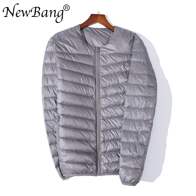NewBang Ultra Light Down Jacket Men Zipper Single Breasted Portable O-Neck Spring Autumn Winter Without Collar Warm Liner