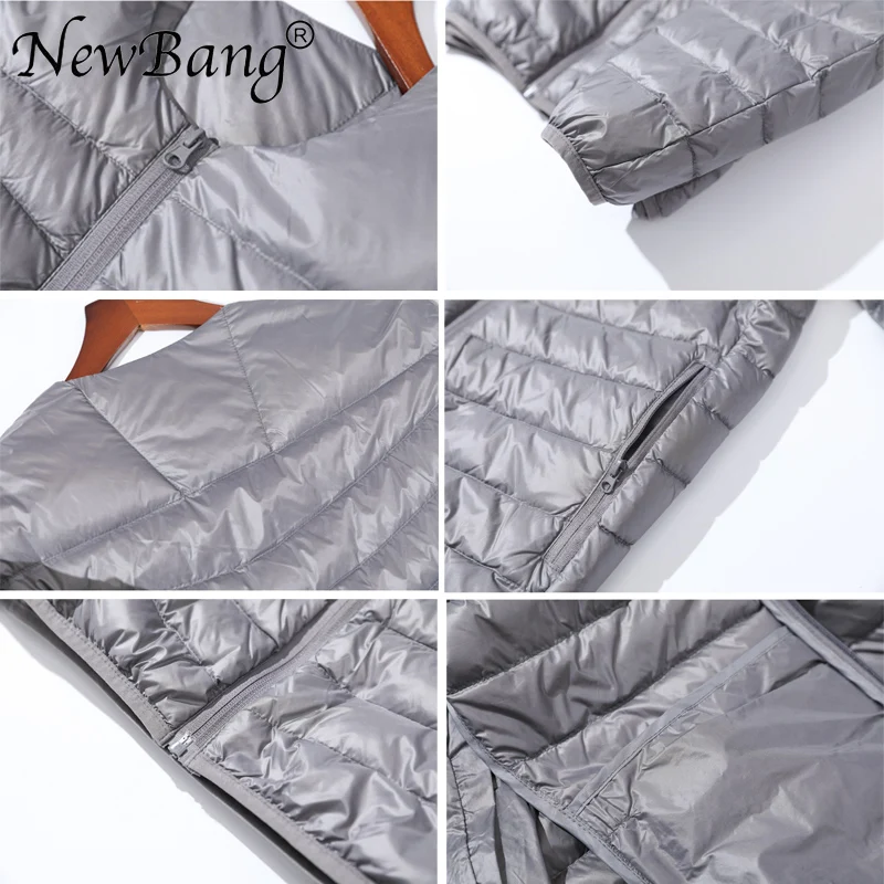 NewBang Ultra Light Down Jacket Men Zipper Single Breasted Portable O-Neck Spring Autumn Winter Without Collar Warm Liner