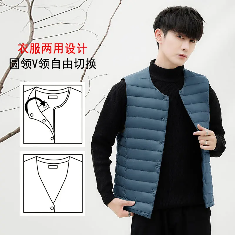 NewBang 7XL Plus Size 90 White Down Vest Men Ultra Light Down Vest Portable V-neck Sleeveless Coat Man Winter Warm Liner