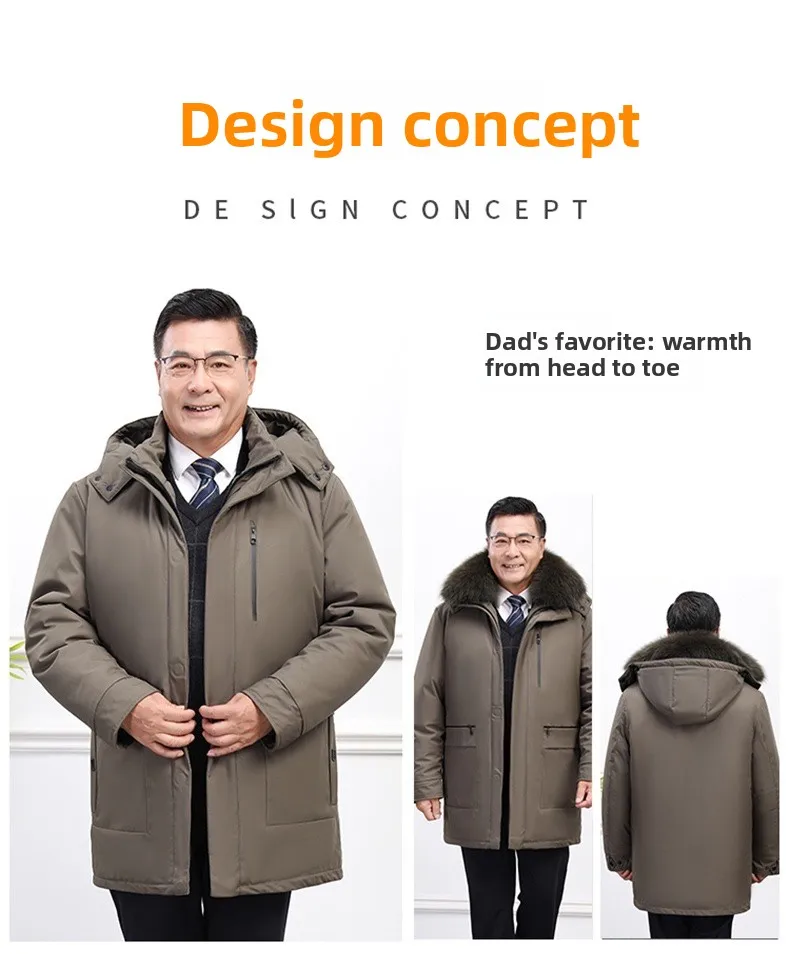 Canada Fashion Winter Jacket for Men Down Coat Parka Men's White Goose Down Jacket Long Padding Detachable Down Inner Liner H819