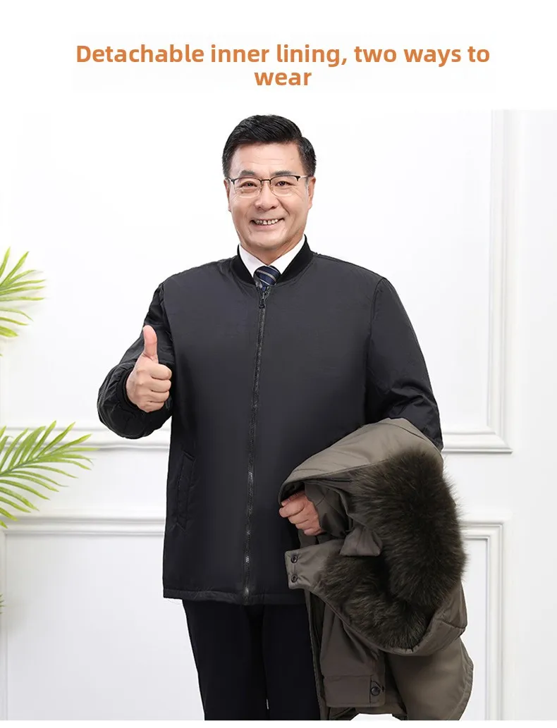 Canada Fashion Winter Jacket for Men Down Coat Parka Men's White Goose Down Jacket Long Padding Detachable Down Inner Liner H819