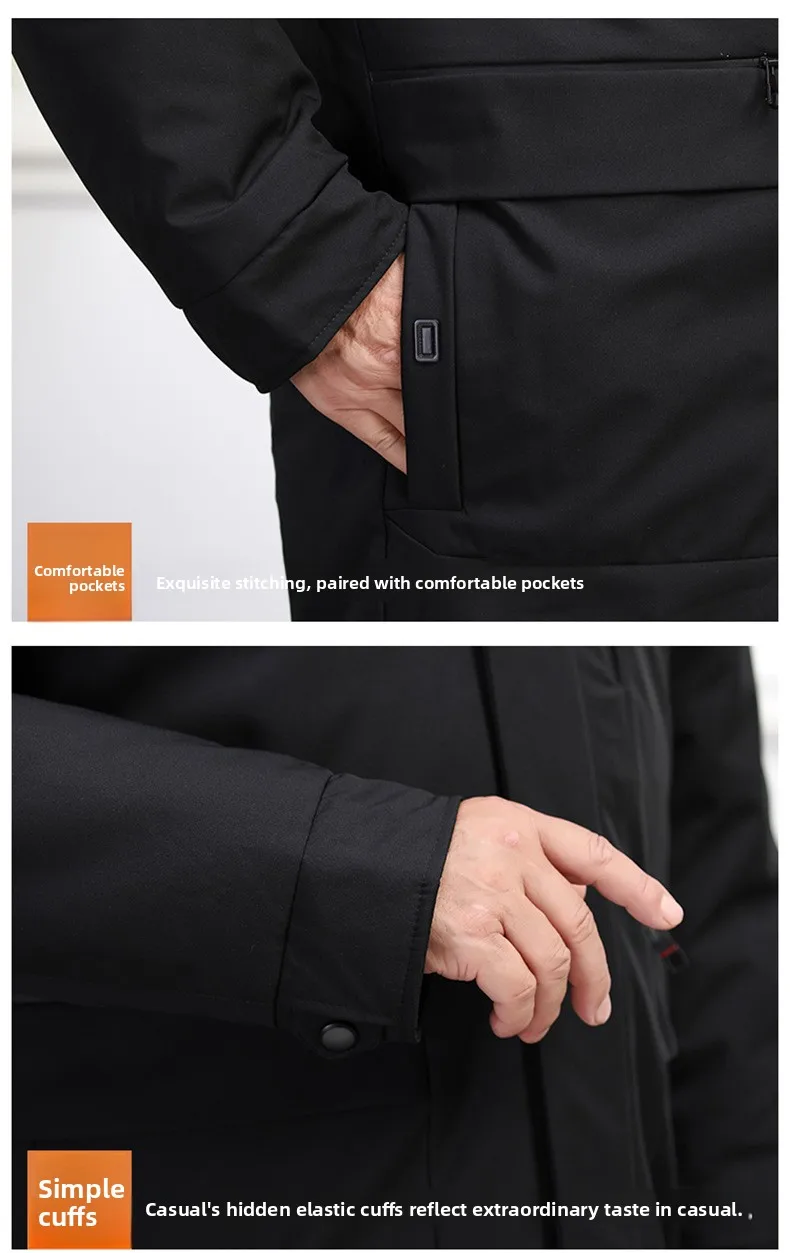 Canada Fashion Winter Jacket for Men Down Coat Parka Men's White Goose Down Jacket Long Padding Detachable Down Inner Liner H819