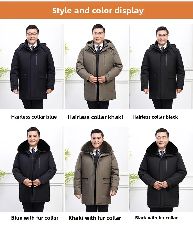 Canada Fashion Winter Jacket for Men Down Coat Parka Men's White Goose Down Jacket Long Padding Detachable Down Inner Liner H819