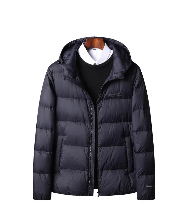 Schinteon High Quality Men's 90% White Duck Down Jacket Autumn Winter Casual Outwear with Hood Coat Plus Size Male Clothing