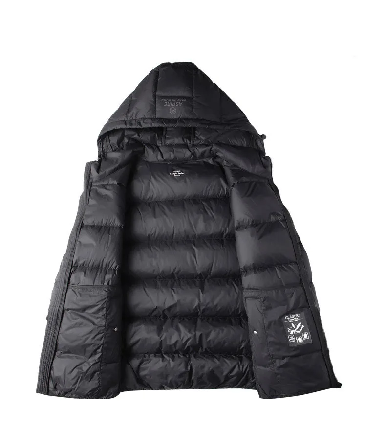 Schinteon High Quality Men's 90% White Duck Down Jacket Autumn Winter Casual Outwear with Hood Coat Plus Size Male Clothing