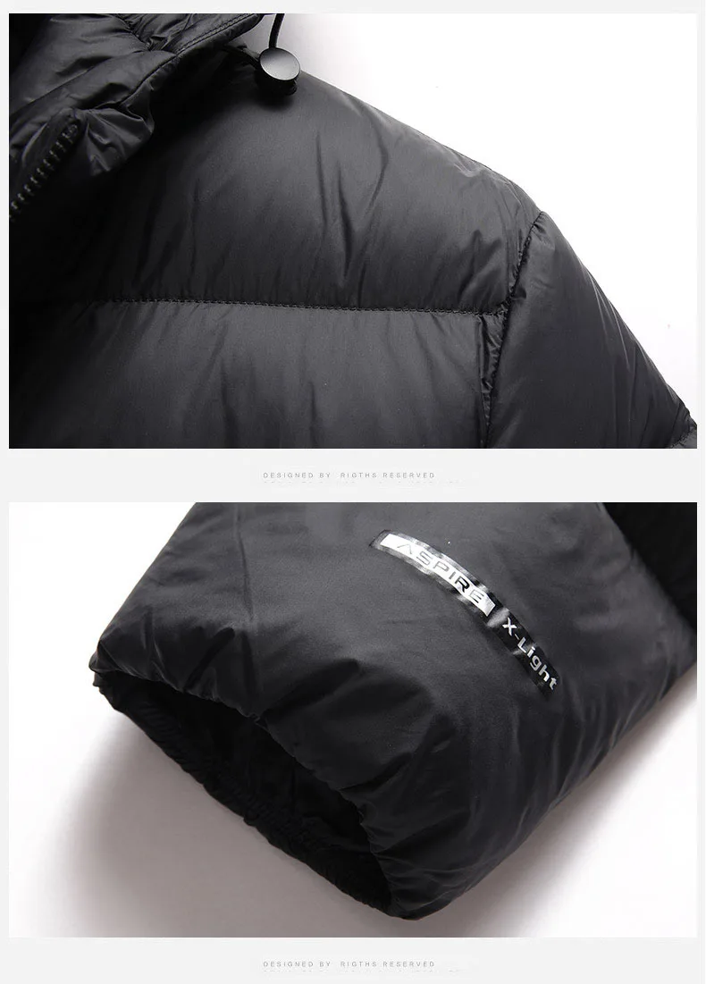 Schinteon High Quality Men's 90% White Duck Down Jacket Autumn Winter Casual Outwear with Hood Coat Plus Size Male Clothing