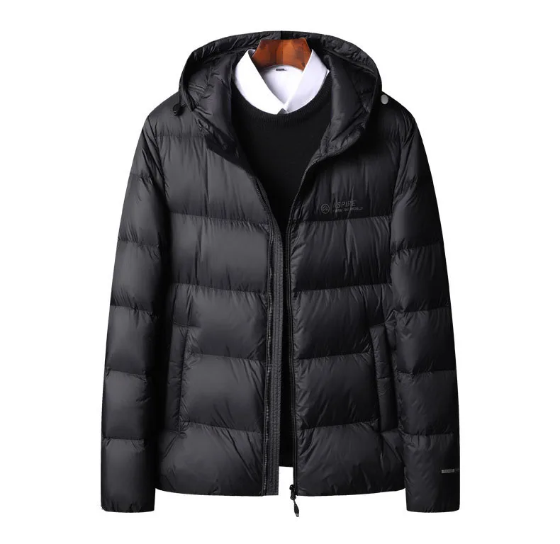 Schinteon High Quality Men's 90% White Duck Down Jacket Autumn Winter Casual Outwear with Hood Coat Plus Size Male Clothing