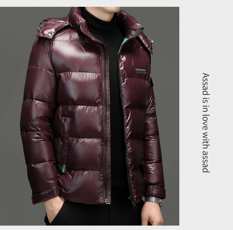 Winter Men Down Jacket Fashion Glossy Waterproof Short Down Jacket High Quality Male Lightweight Snowski White Duck Down Parka
