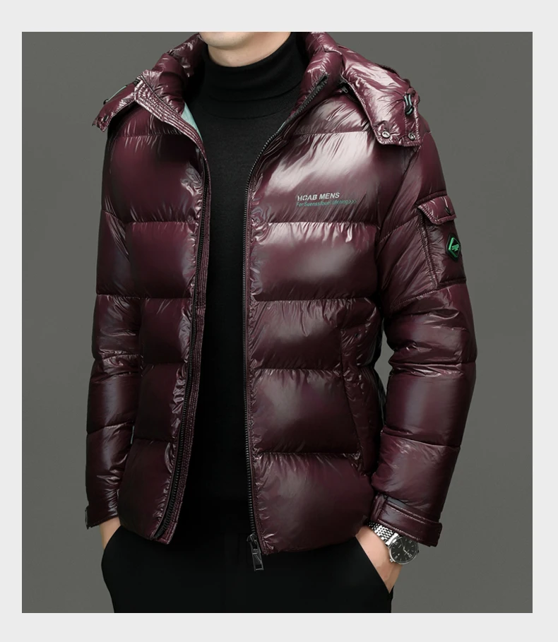 Winter Men Down Jacket Fashion Glossy Waterproof Short Down Jacket High Quality Male Lightweight Snowski White Duck Down Parka